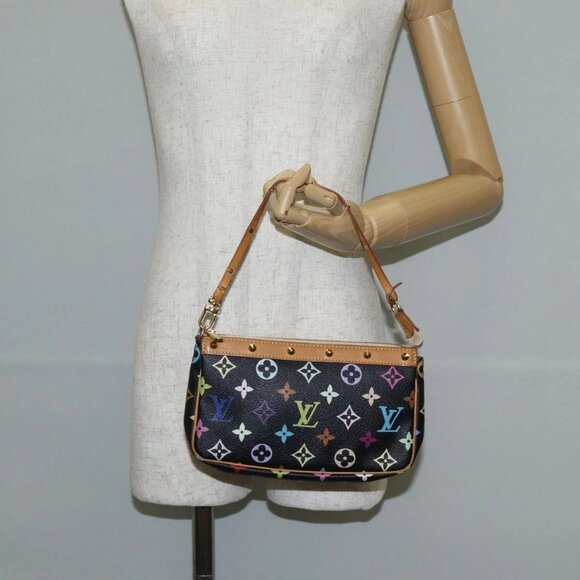 LOUIS VUITTON Multicolor Pochette Accessoires Pouch Black M92648 LV Auth 133185V - Picture 3 of 16